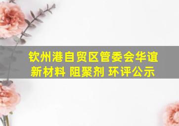 钦州港自贸区管委会华谊新材料 阻聚剂 环评公示